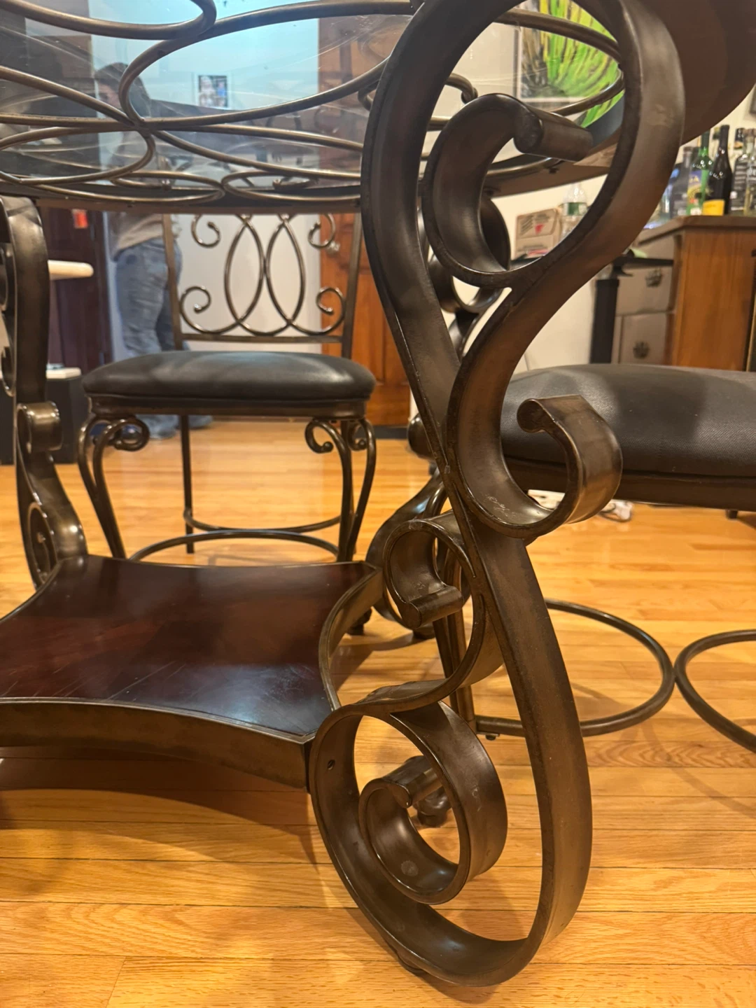 Round Glass Top Dining Table with 4 Chairs - photo 4