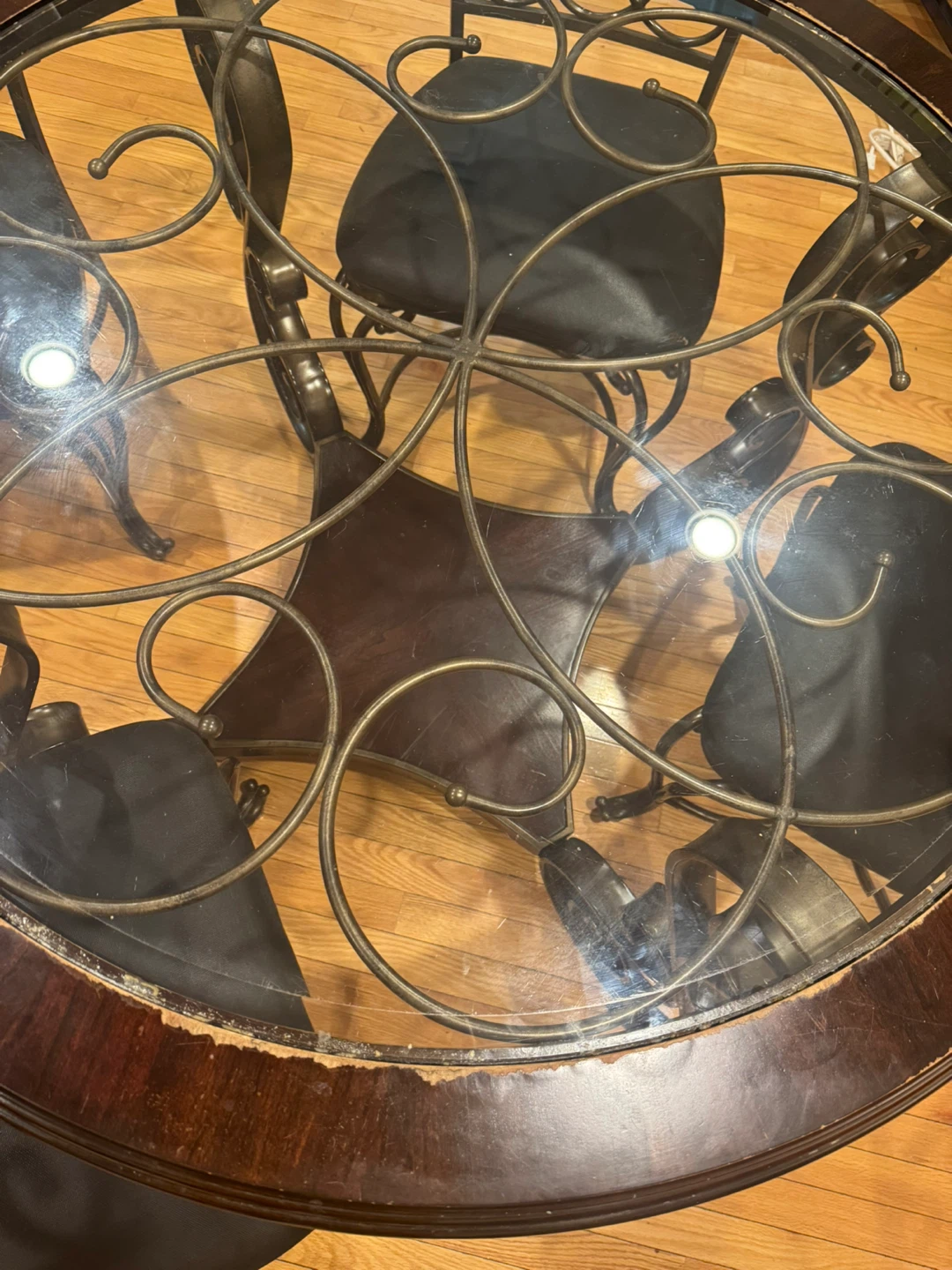 Round Glass Top Dining Table with 4 Chairs - photo 5