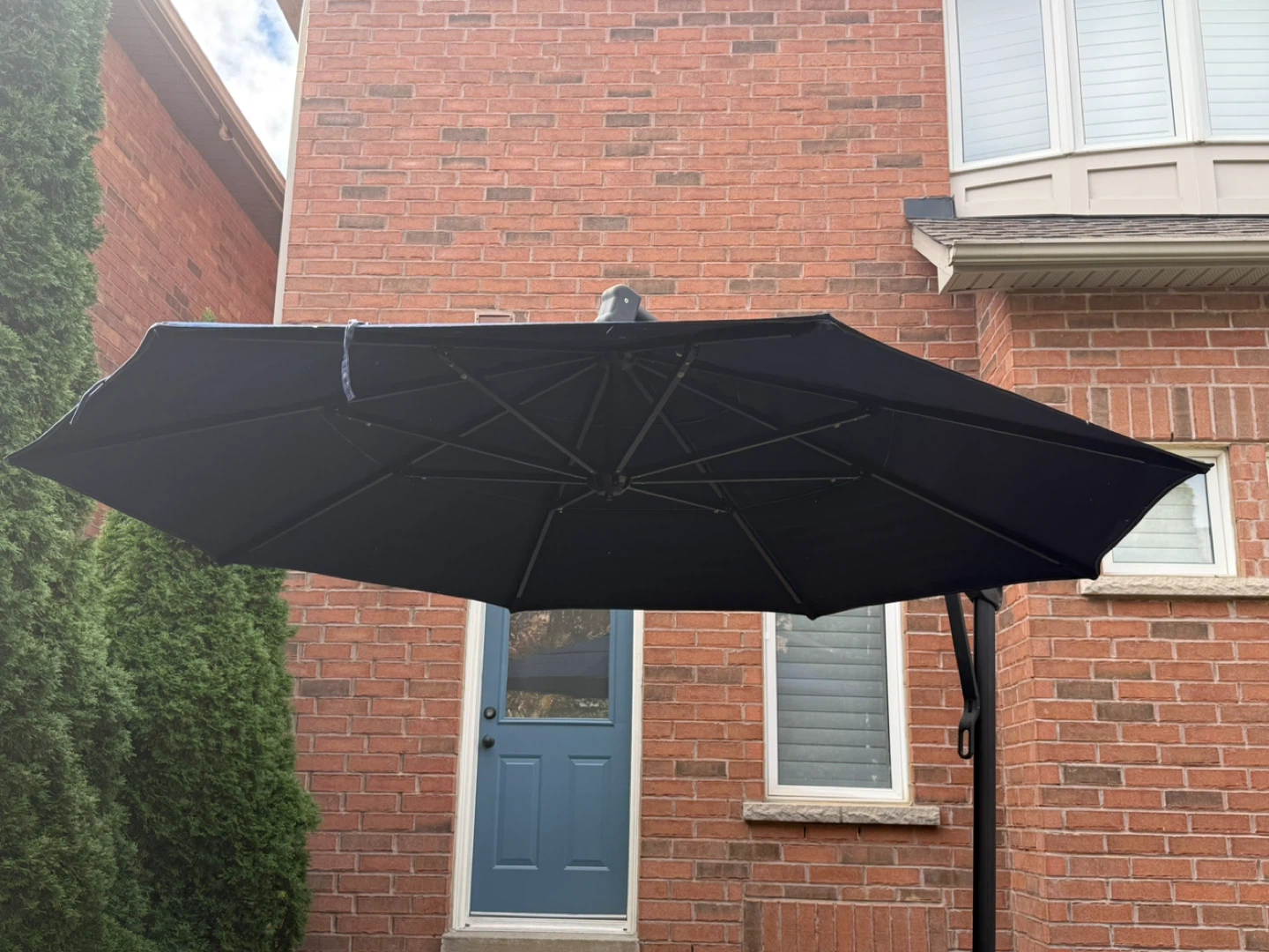 Fully Rotating and Tilting Outdoor Patio Umbrella - Navy Blue - photo 3