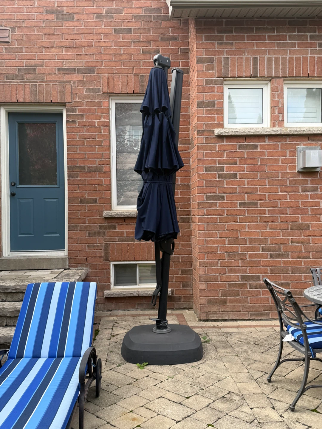 Fully Rotating and Tilting Outdoor Patio Umbrella - Navy Blue