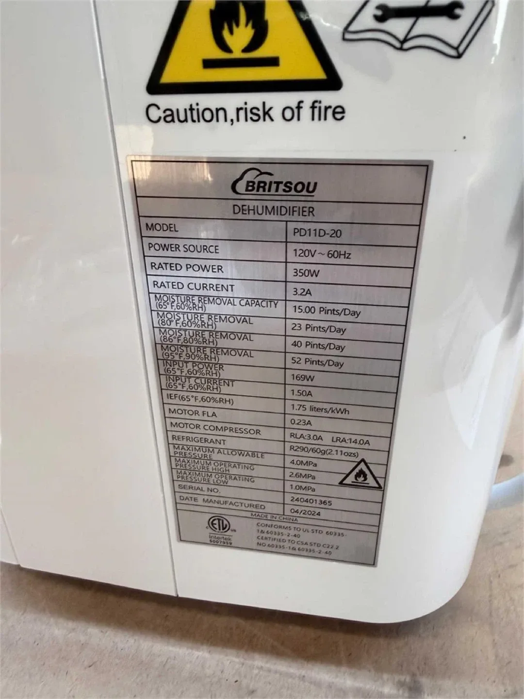 BritSou PD11D-20 Smart Dehumidifier image indicator(3)