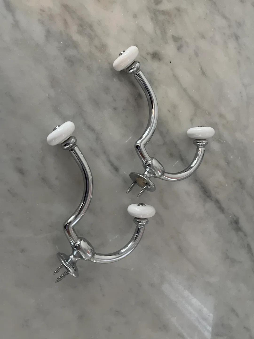 Ceramic & Chrome Wall Hooks (Set of 2)