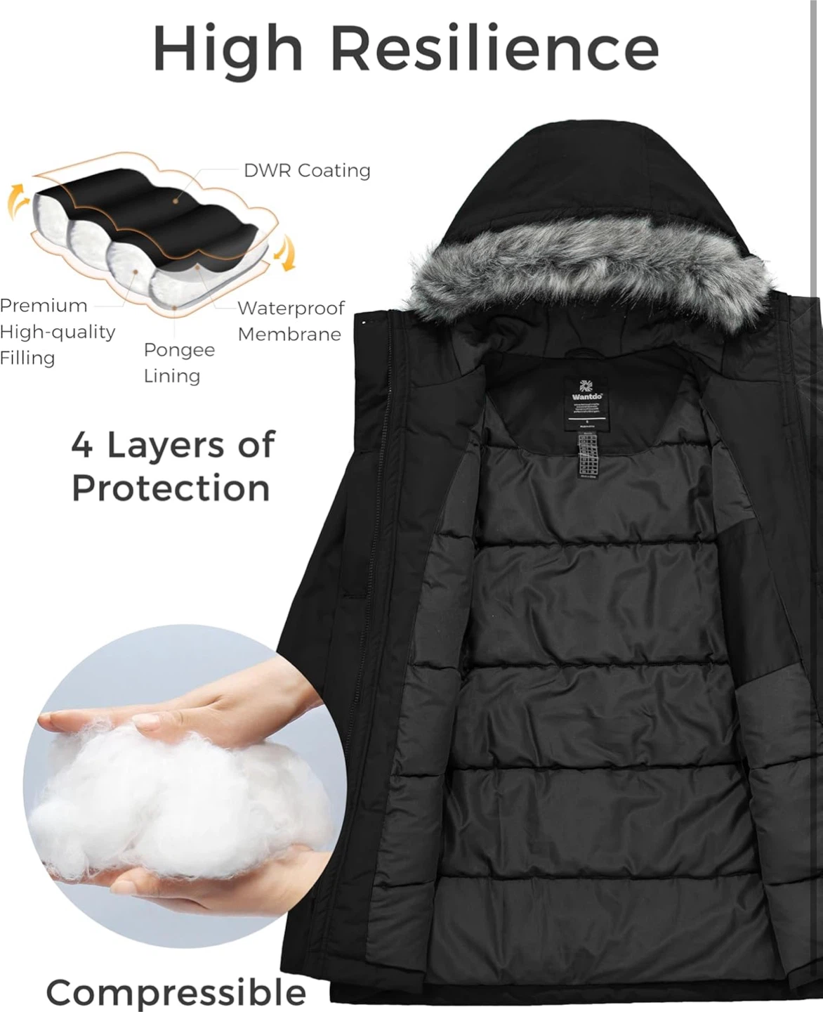 NEW! Wantdo Women's Winter Jacket Long Puffer Winter Coat - photo 3