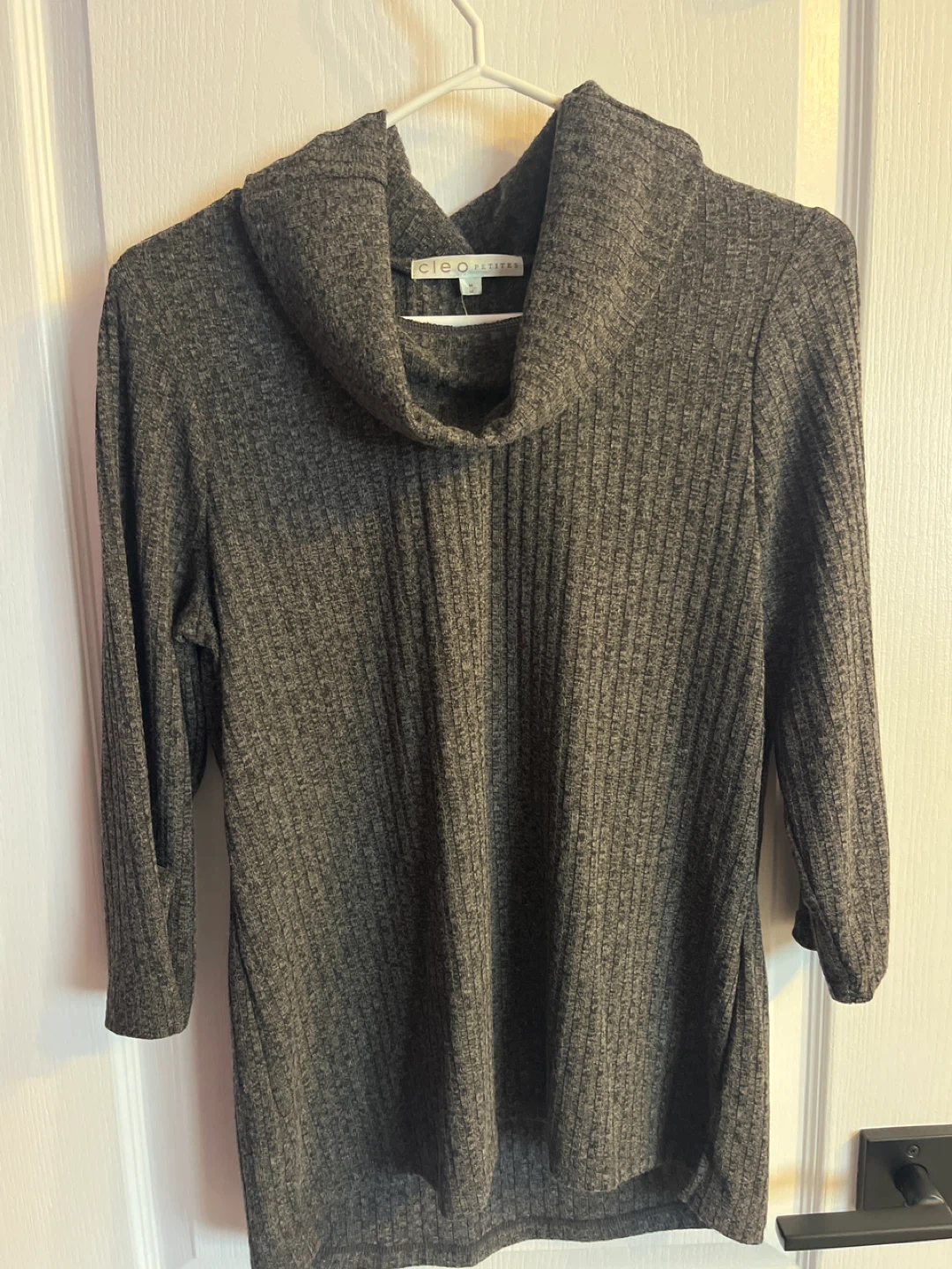 Cleo Petites Gray Cowl Neck Top - Size M