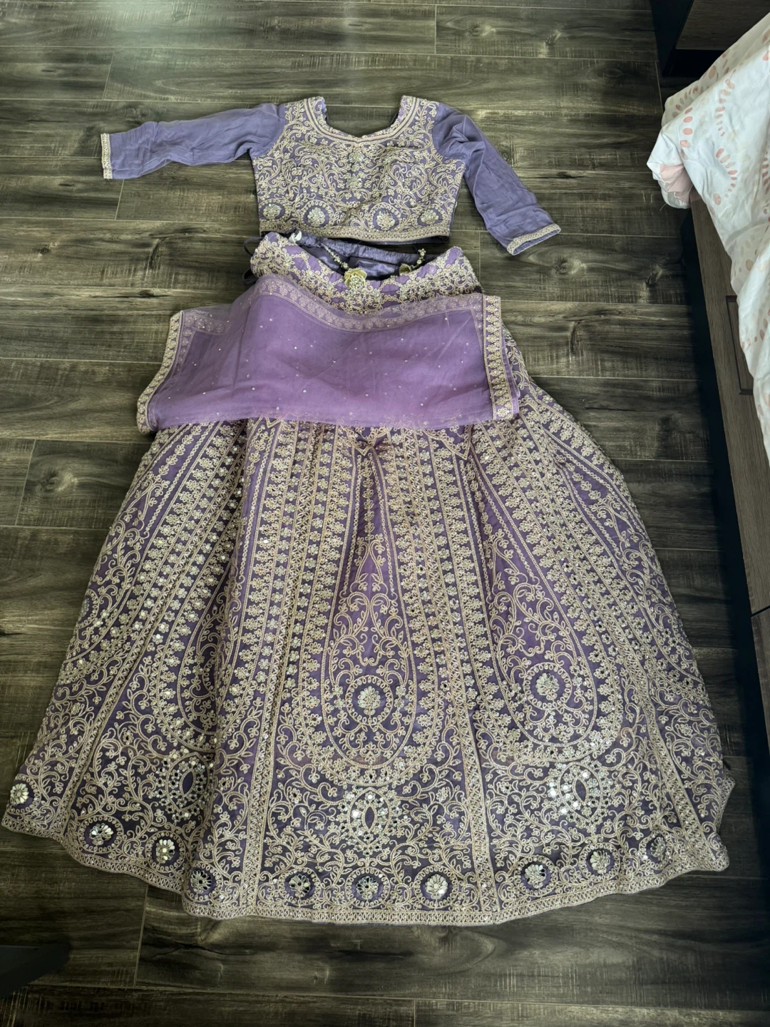 Purple Embroidered Lehenga Choli Set - photo 3