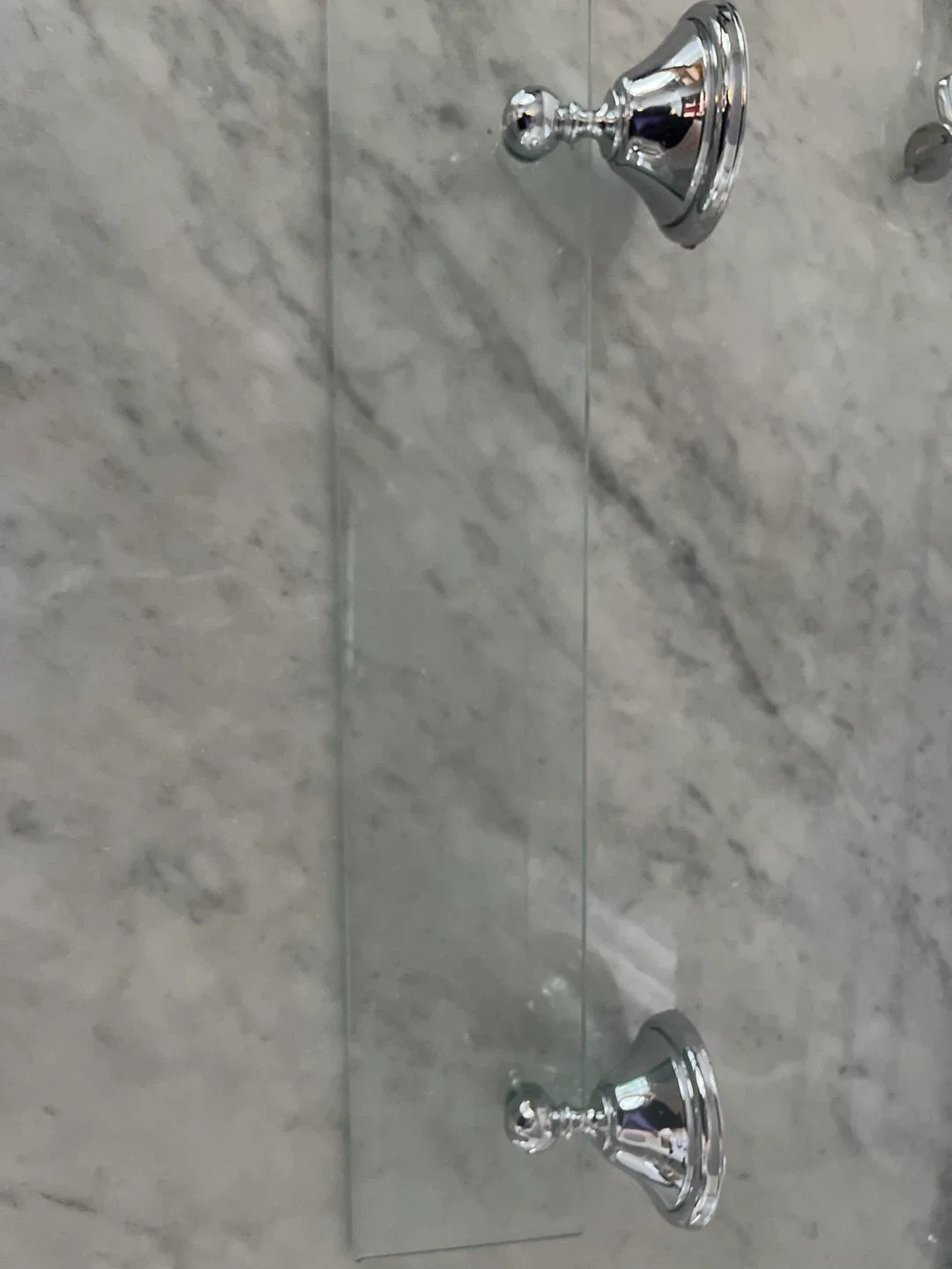 Glass Bathroom Shelf with Chrome Brackets