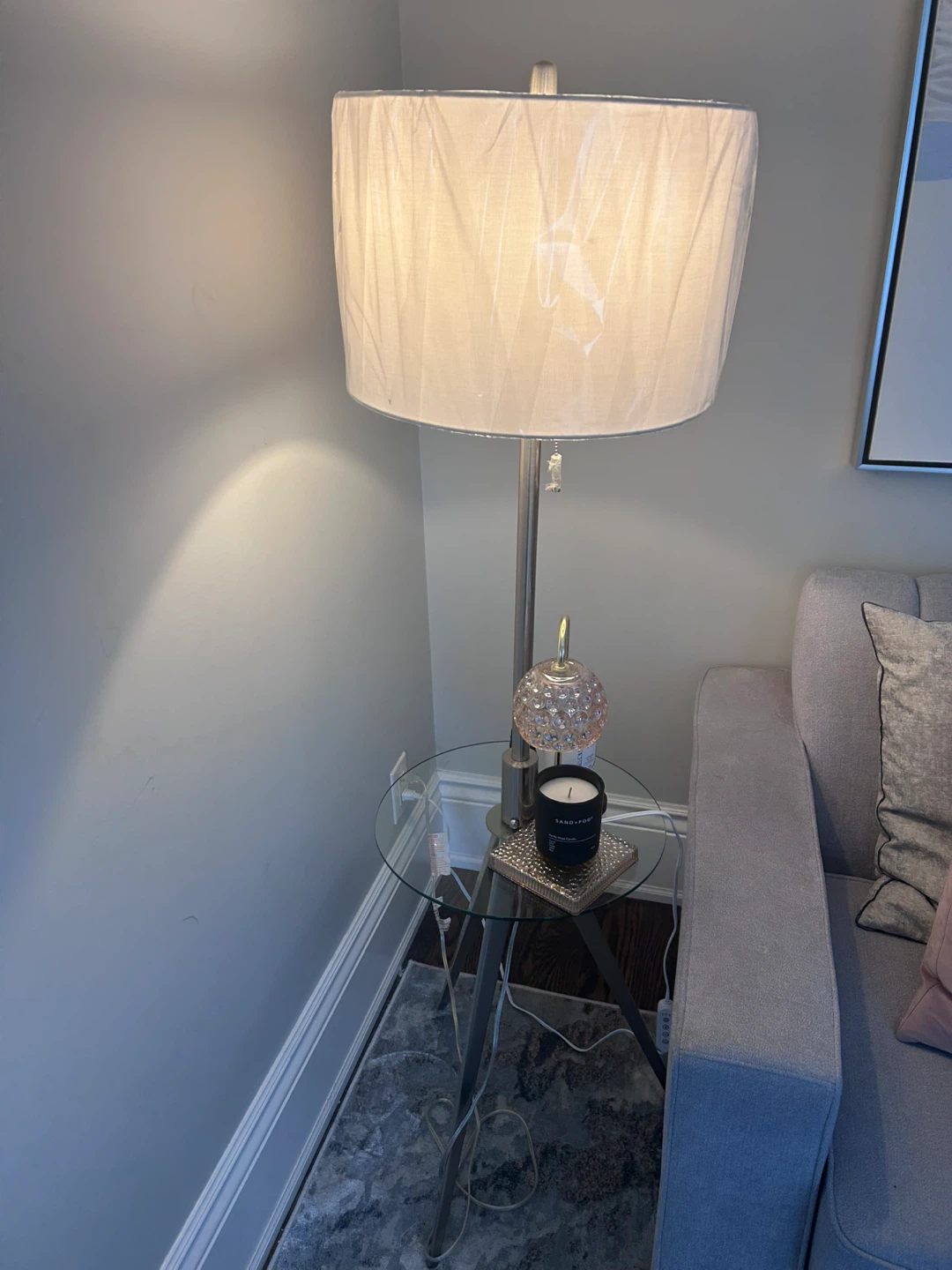 Floor lamp with side table