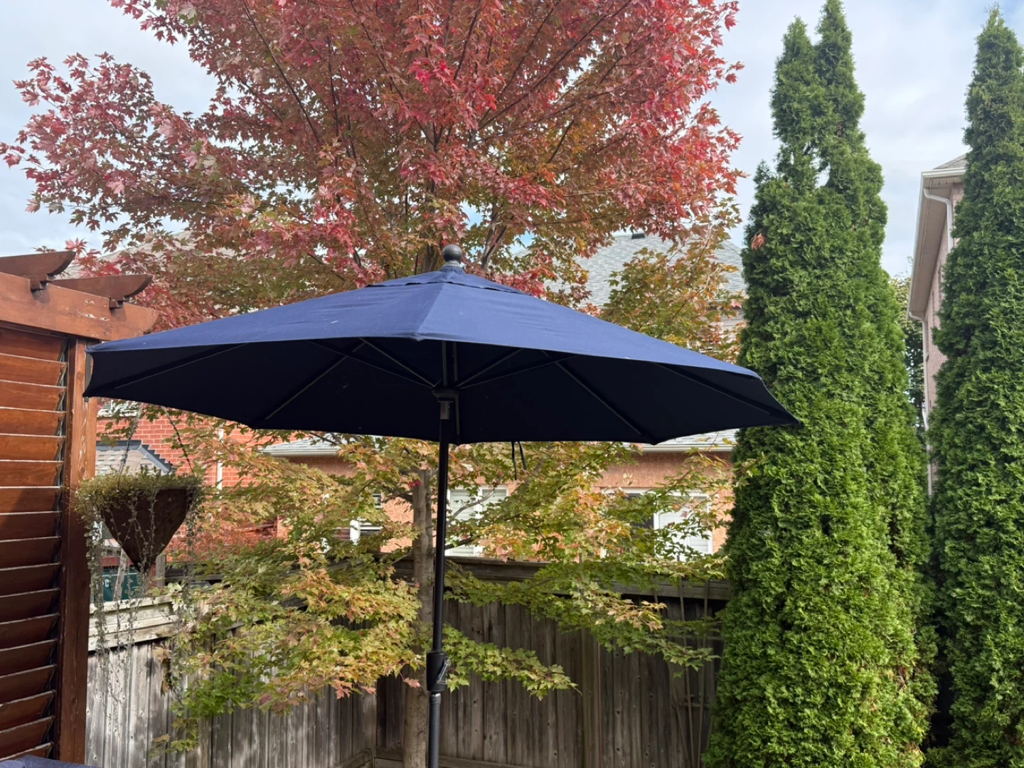 Sunbrella Navy Blue Patio Umbrella with Base - photo 3
