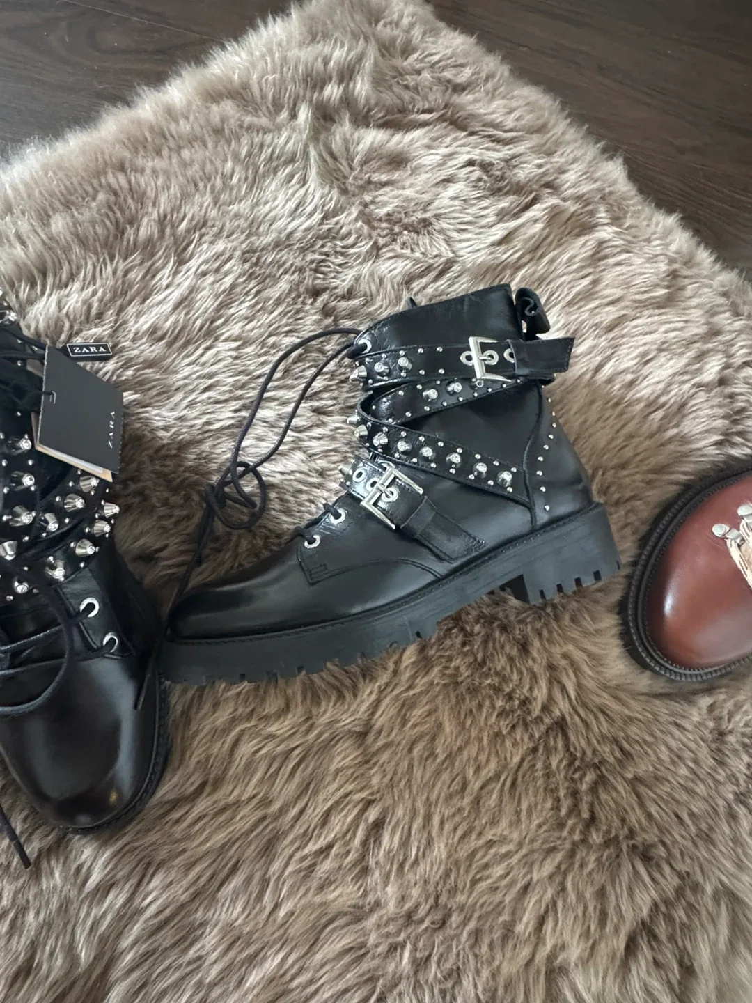 Zara Black Studded Ankle Boots image indicator(2)