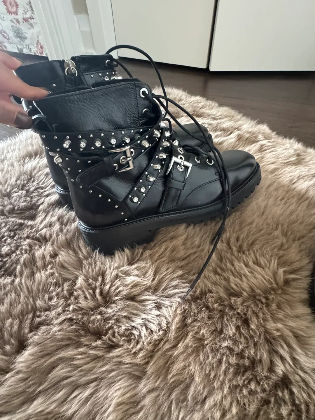 Zara Black Studded Ankle Boots image indicator(4)