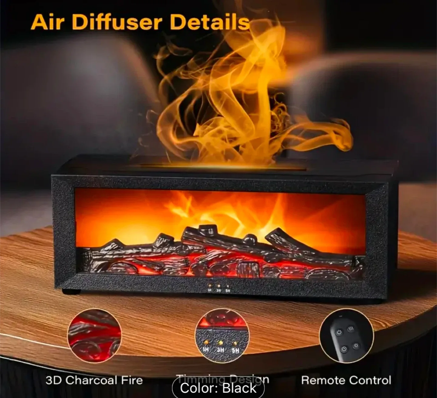 Black Fireplace Diffuser image indicator(4)