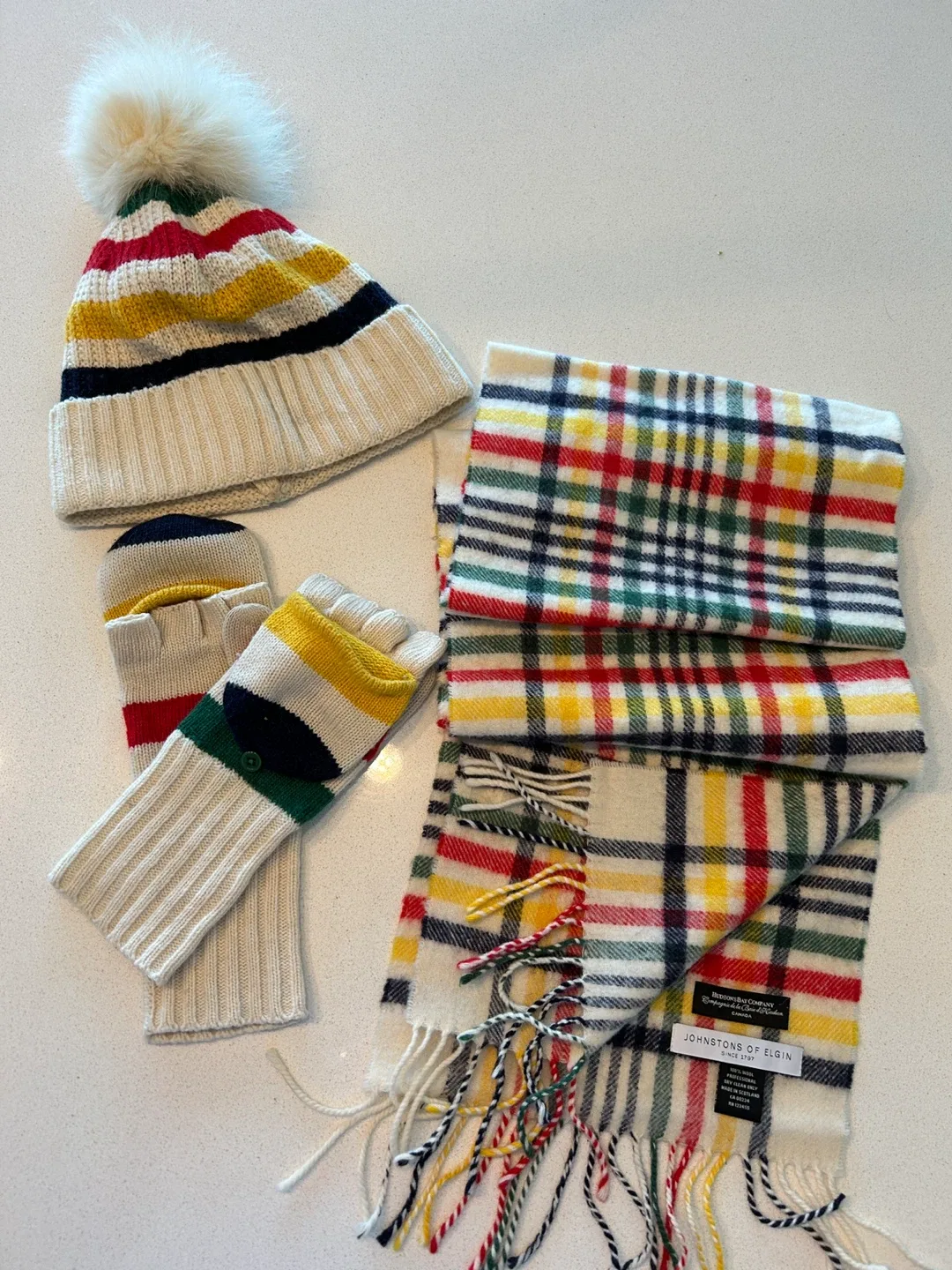 Hudson's Bay & Johnston of Elgin Scarf, Hat & Mittens Set thumbnail