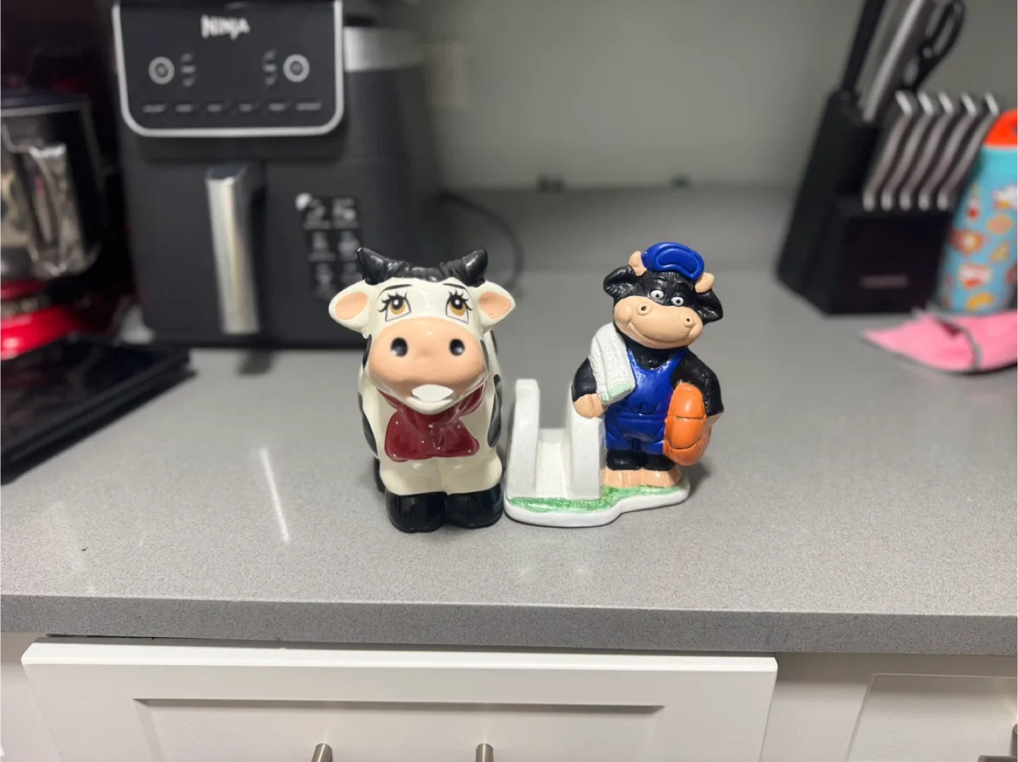 Cow Creamer and bull napkin holder