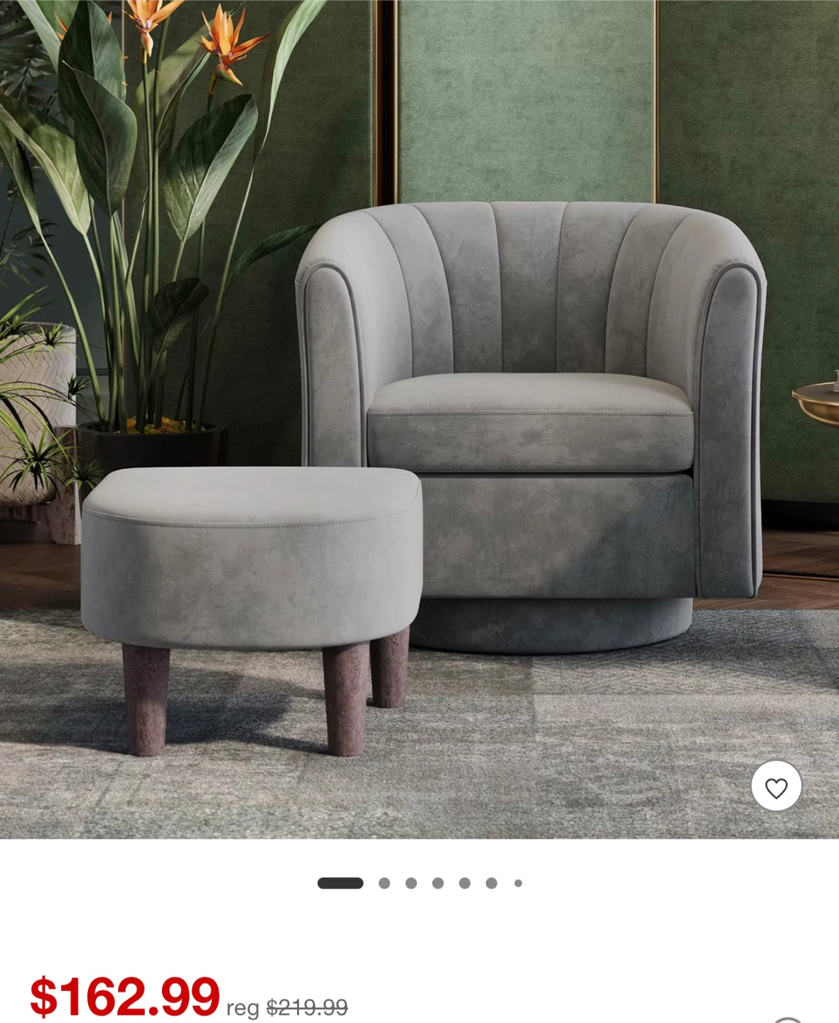Gray Swivel Barrel Accent Chair with Ottoman - photo 3
