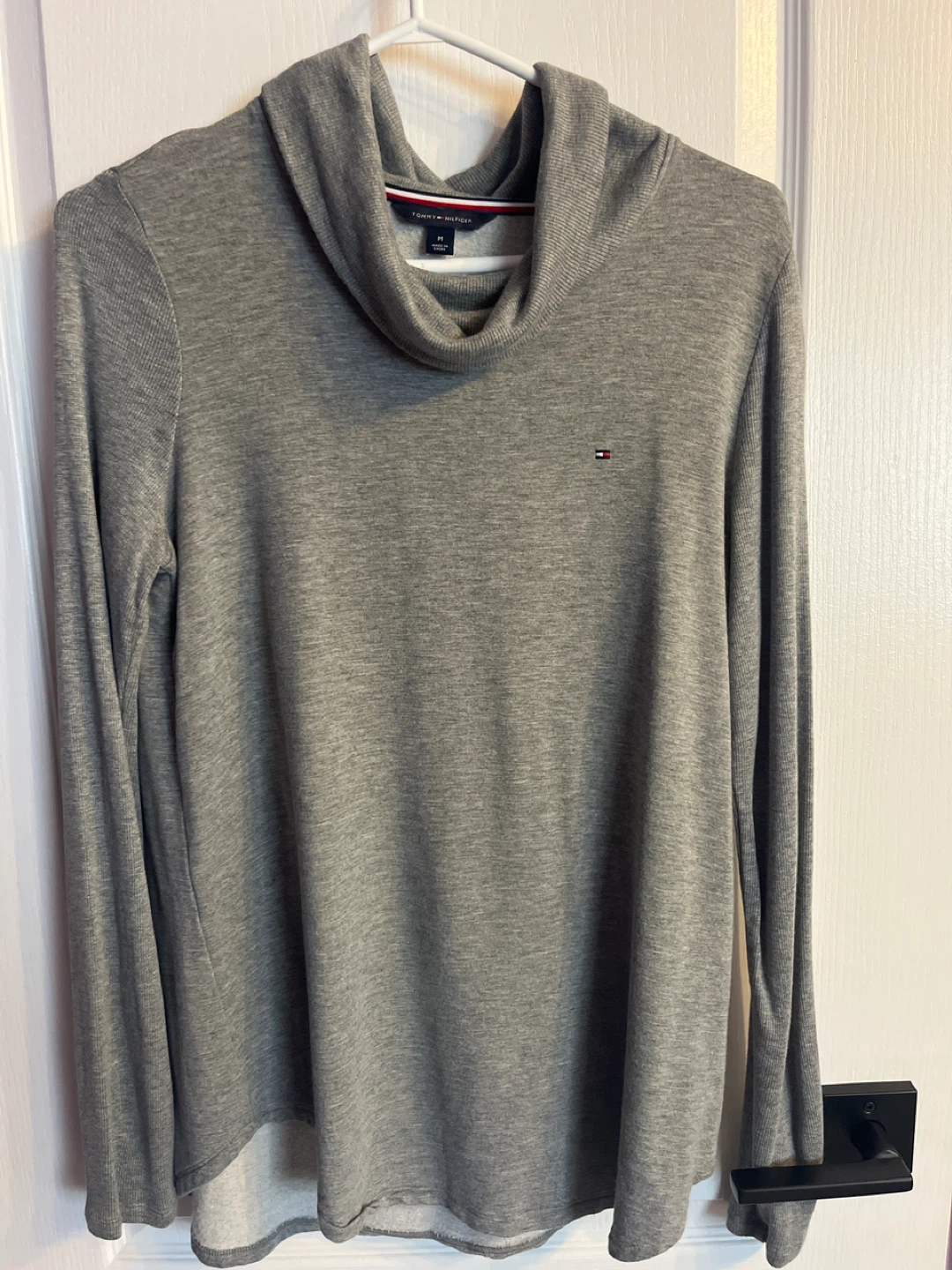 Tommy Hilfiger Grey Cowl Neck Top - Size M