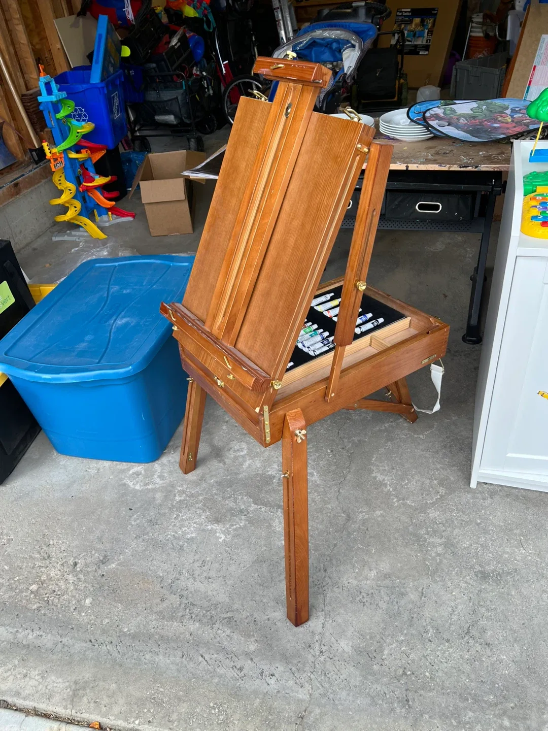 Wooden Art Easel with Paint/Brush Storage image indicator(2)