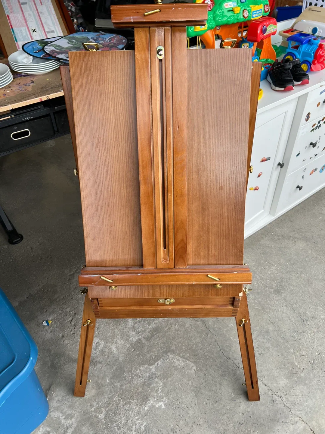 Wooden Art Easel with Paint/Brush Storage image indicator(3)