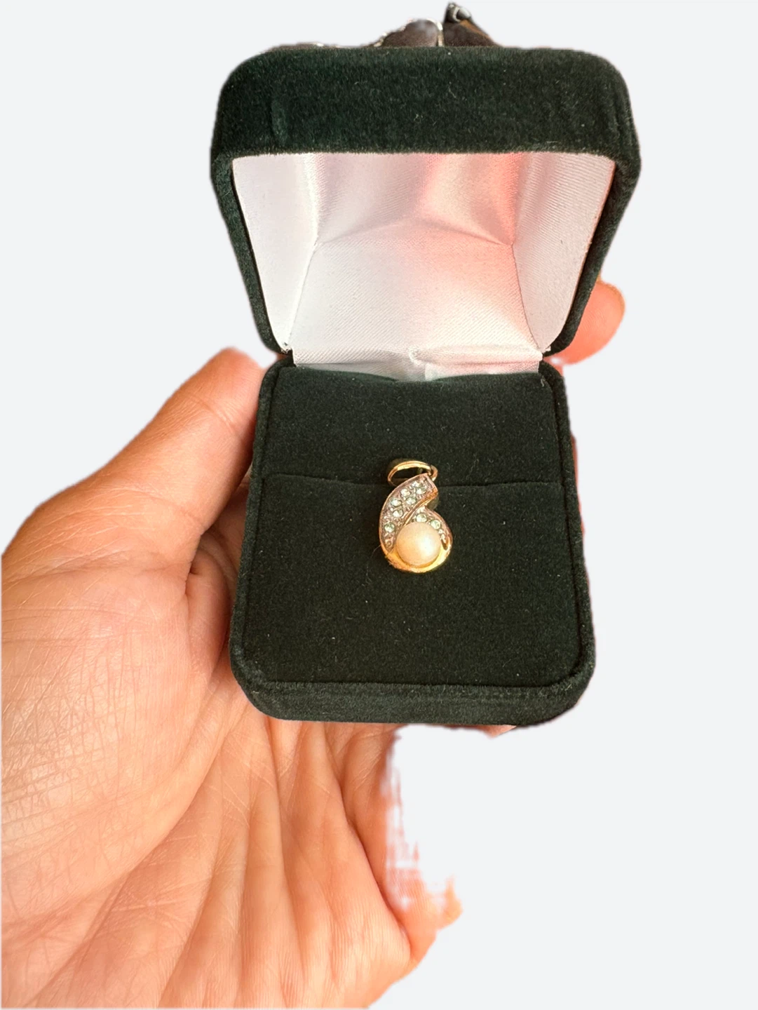 14K filled Pearl and Rhinestone Pendant in Box - photo 3