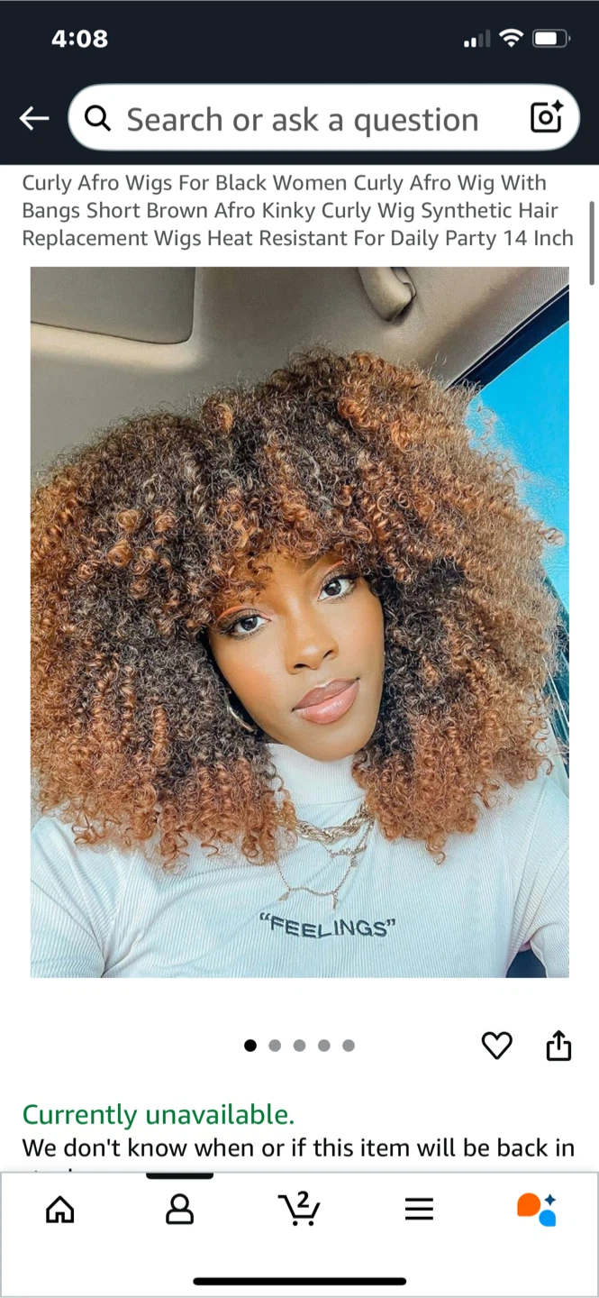 Curly Afro Wig - Brown, 14 Inch