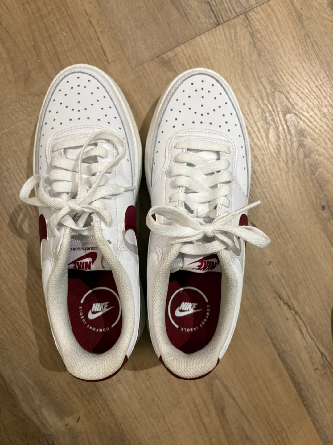 Nike Court Vision Low (model DZ5394-103) in white and red - photo 2