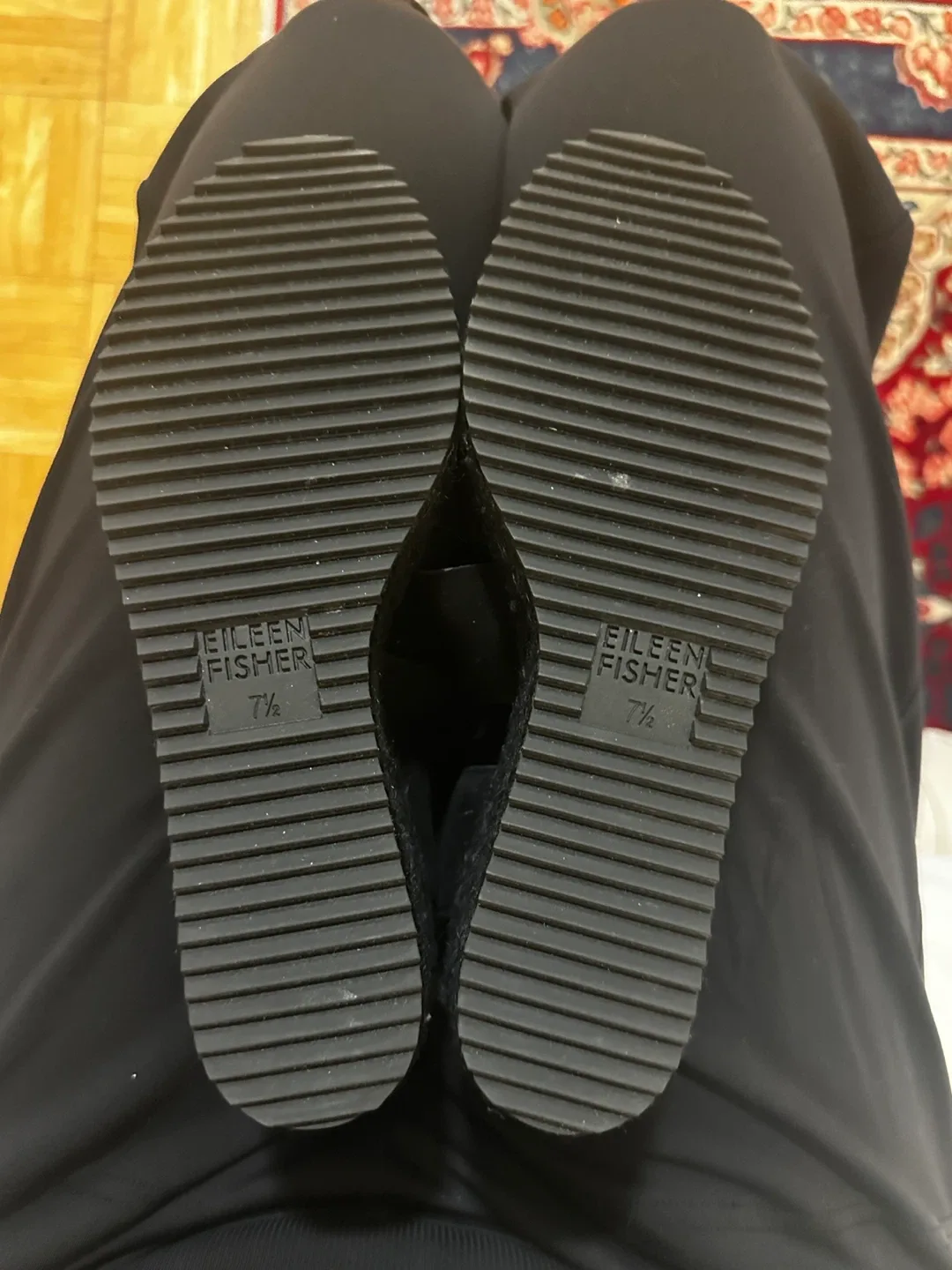 Eileen Fisher Black Suede Wedge Sandals - Size 7.5 image indicator(6)