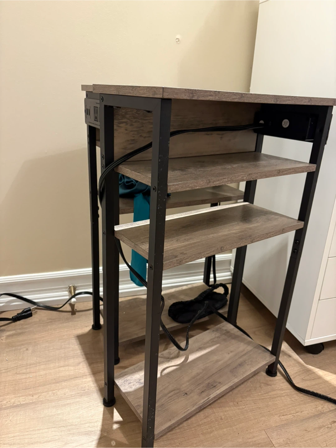 Set of 2 Industrial Side Tables with Power Outlets & USB Ports