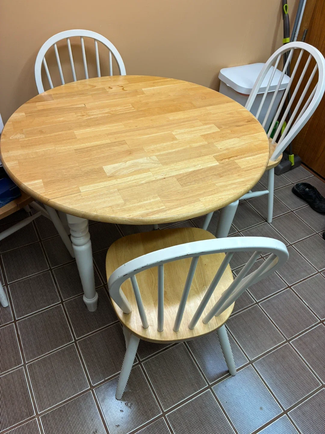 Round Wooden Dining Table with 4 Chairs thumbnail