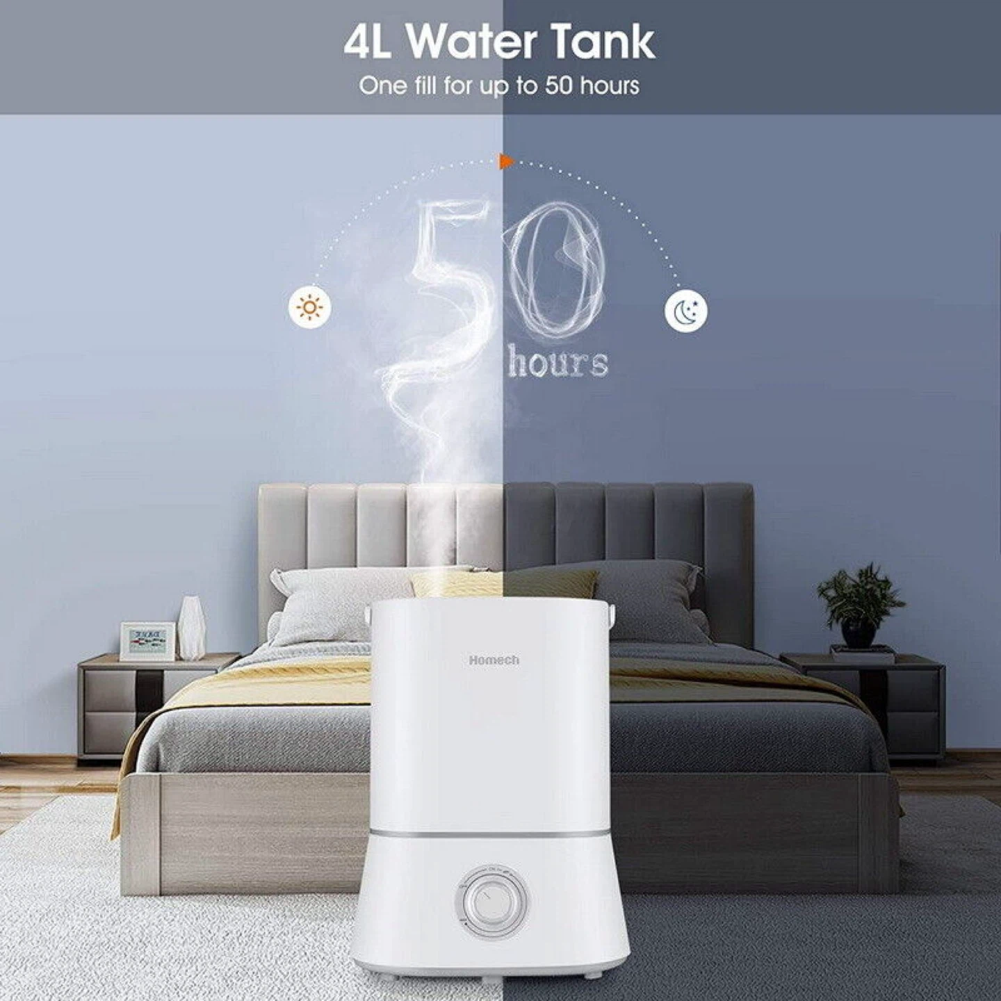 Homech Ultrasonic Cool Mist Humidifier - 4L Tank - photo 3