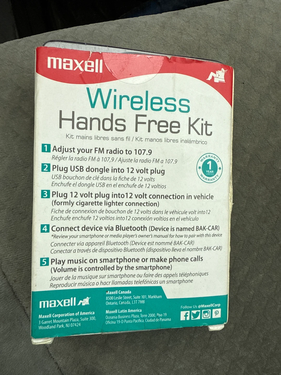 Maxell Wireless Hands Free Kit - photo 2