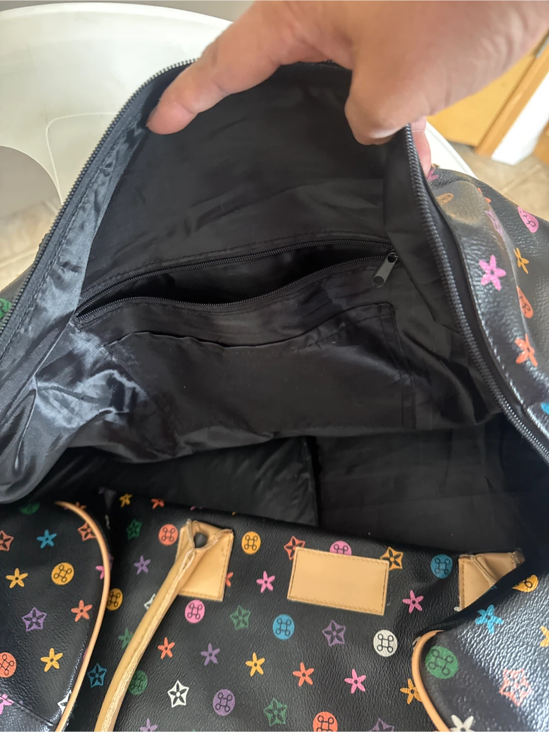 Patterned Black Duffle (Travel) Bag - photo 3
