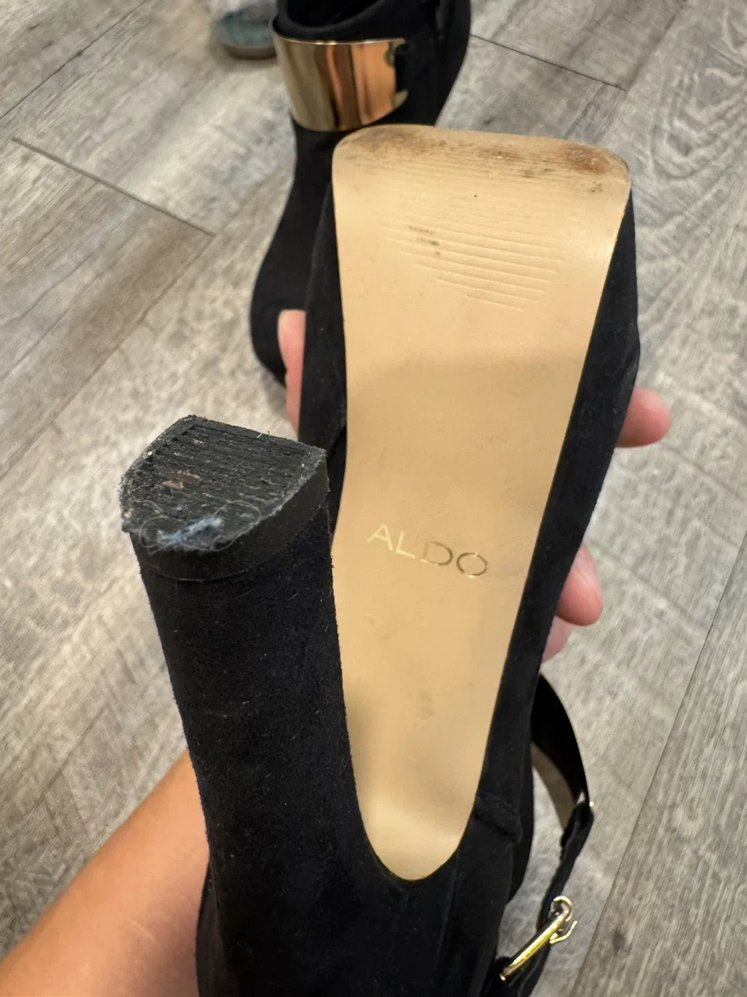 Aldo Black Suede Heeled Booties image indicator(4)