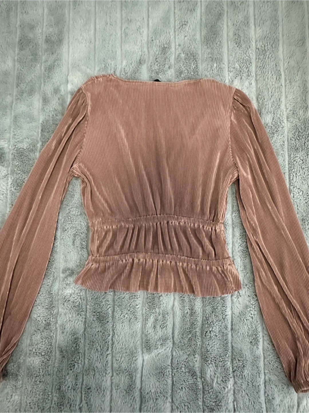 Zara Rose Gold/Bronze Plisse Blouse - photo 2