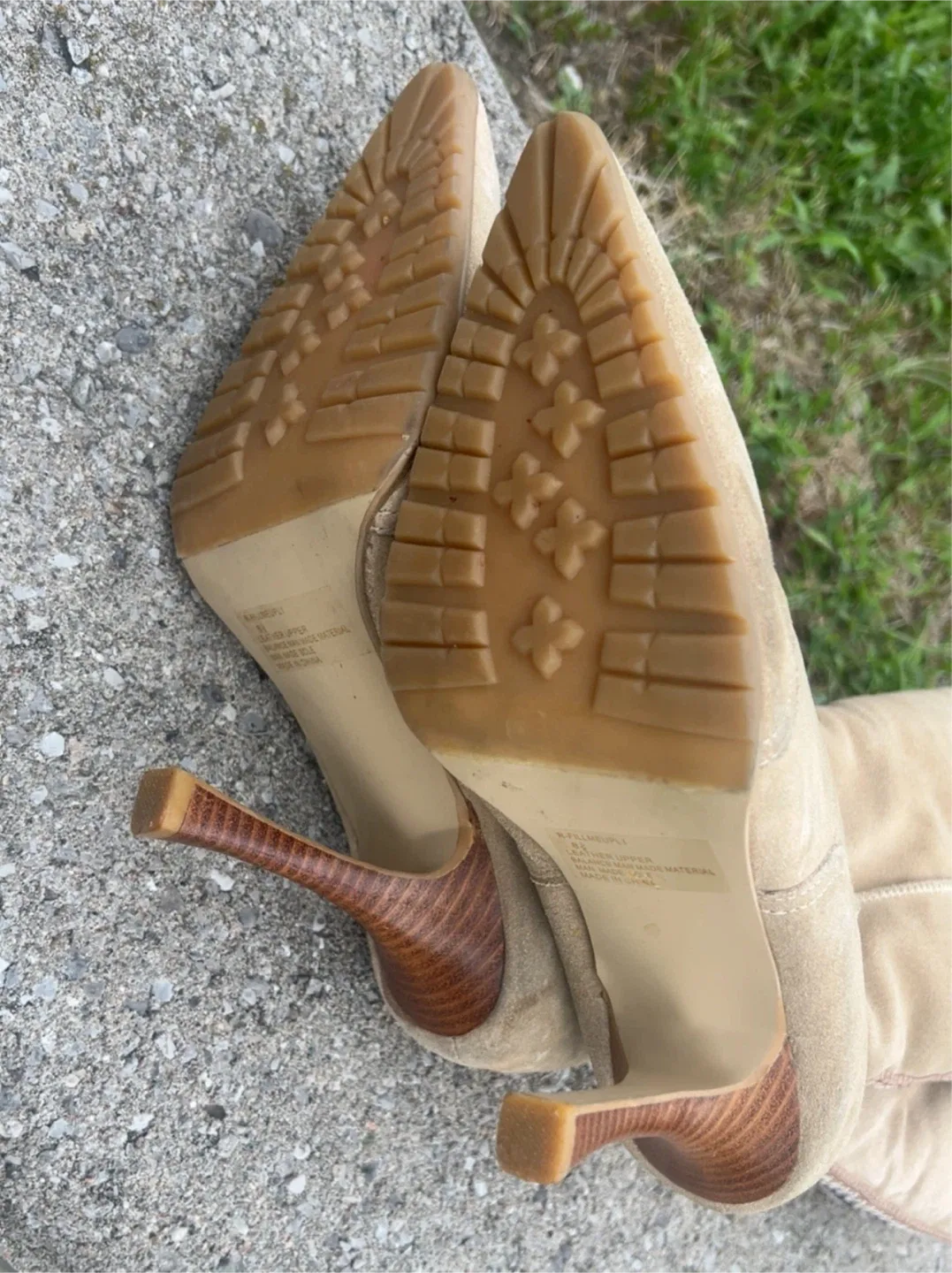 Beige Knee-High Heel Boots size 8 1/2 image indicator(2)