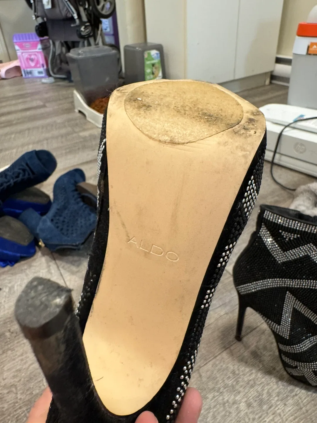 Aldo Black Rhinestone Heel Booties image indicator(4)