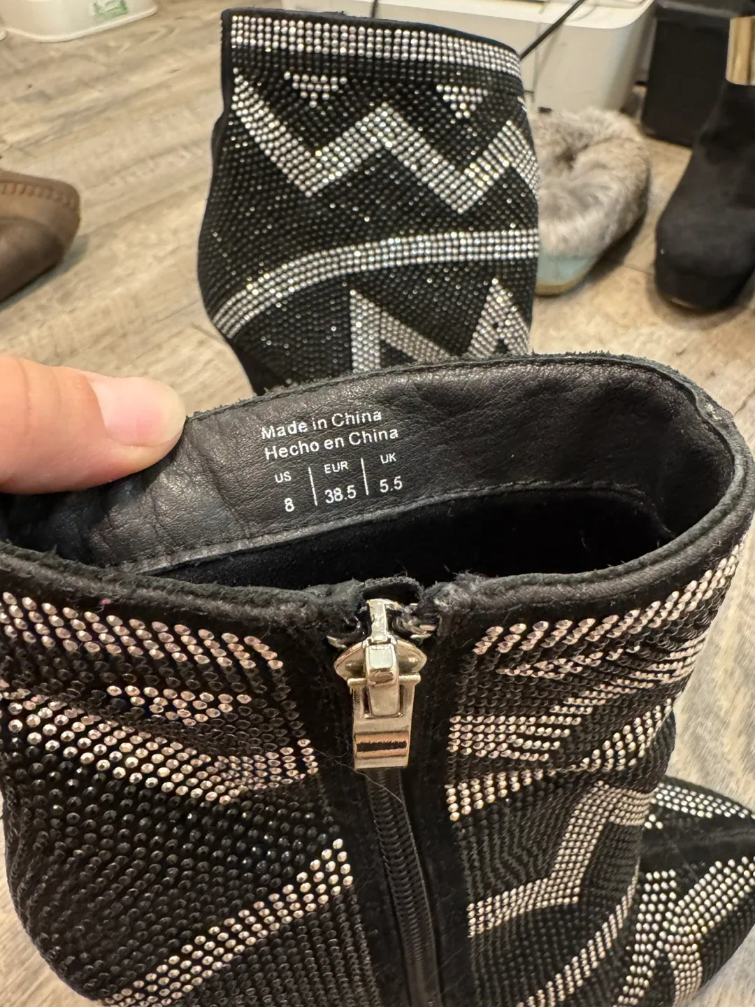 Aldo Black Rhinestone Heel Booties image indicator(3)