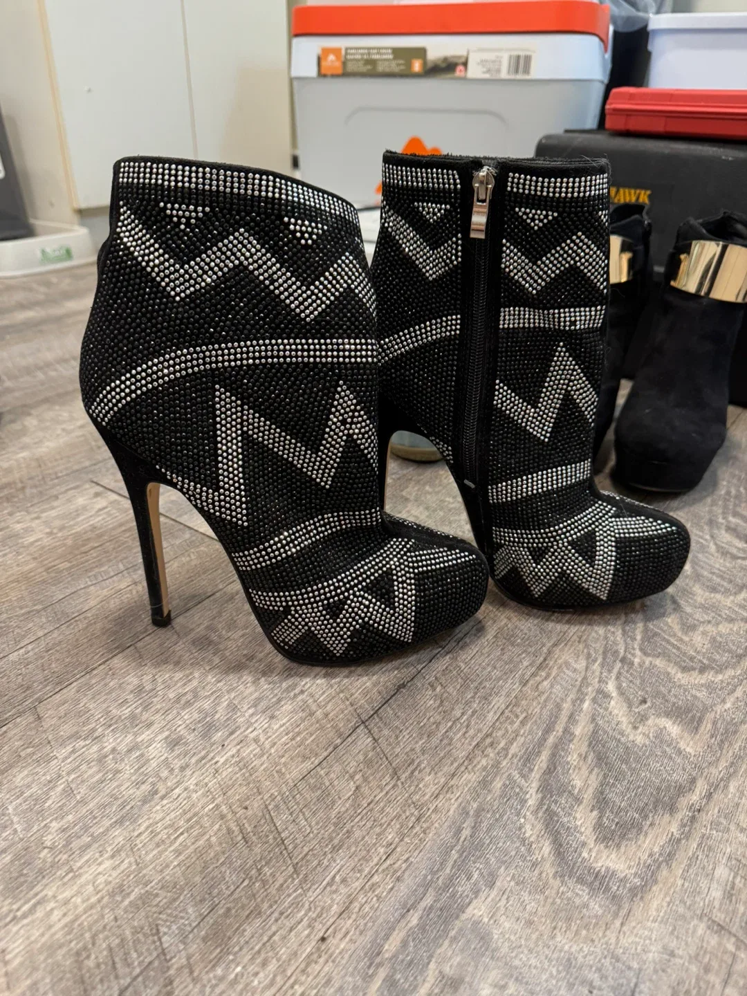 Aldo Black Rhinestone Heel Booties image indicator(2)