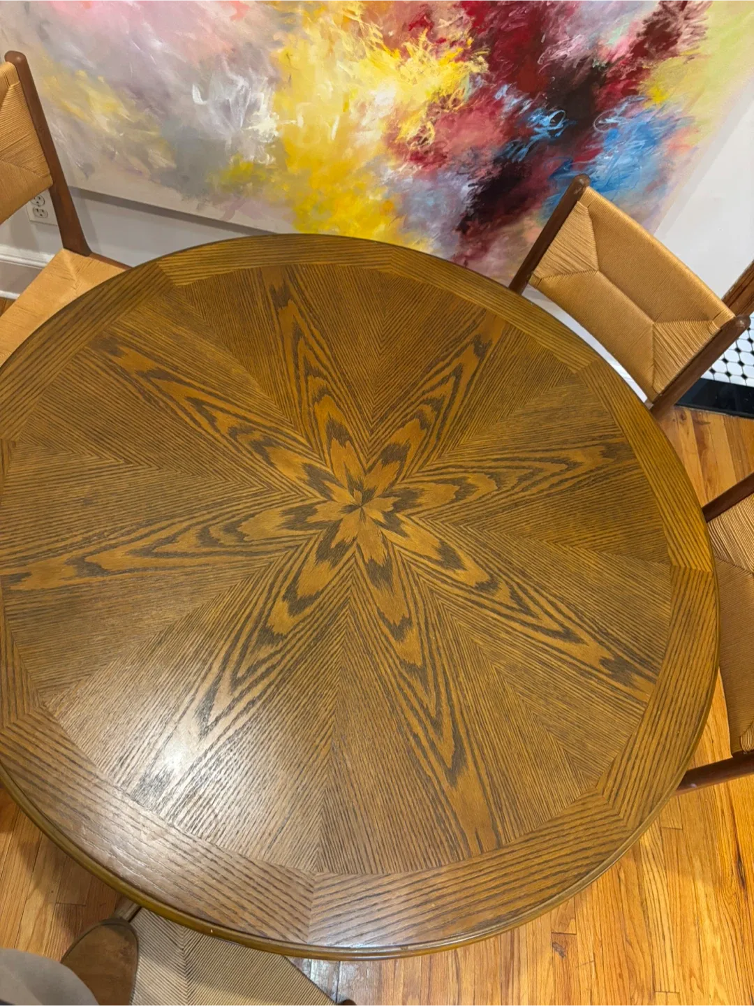 Set of 5 Wooden Dining Chairs and TABLEwith Woven Seats image indicator(6)