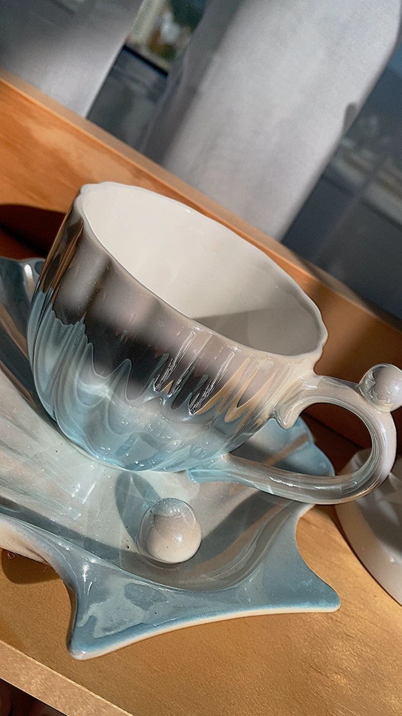 Vintage Seashell Cup and Saucer Set - photo 2