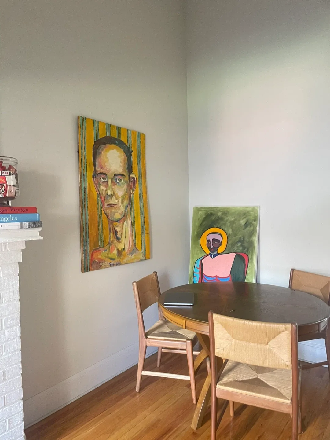 Set of 5 Wooden Dining Chairs and TABLEwith Woven Seats image indicator(9)