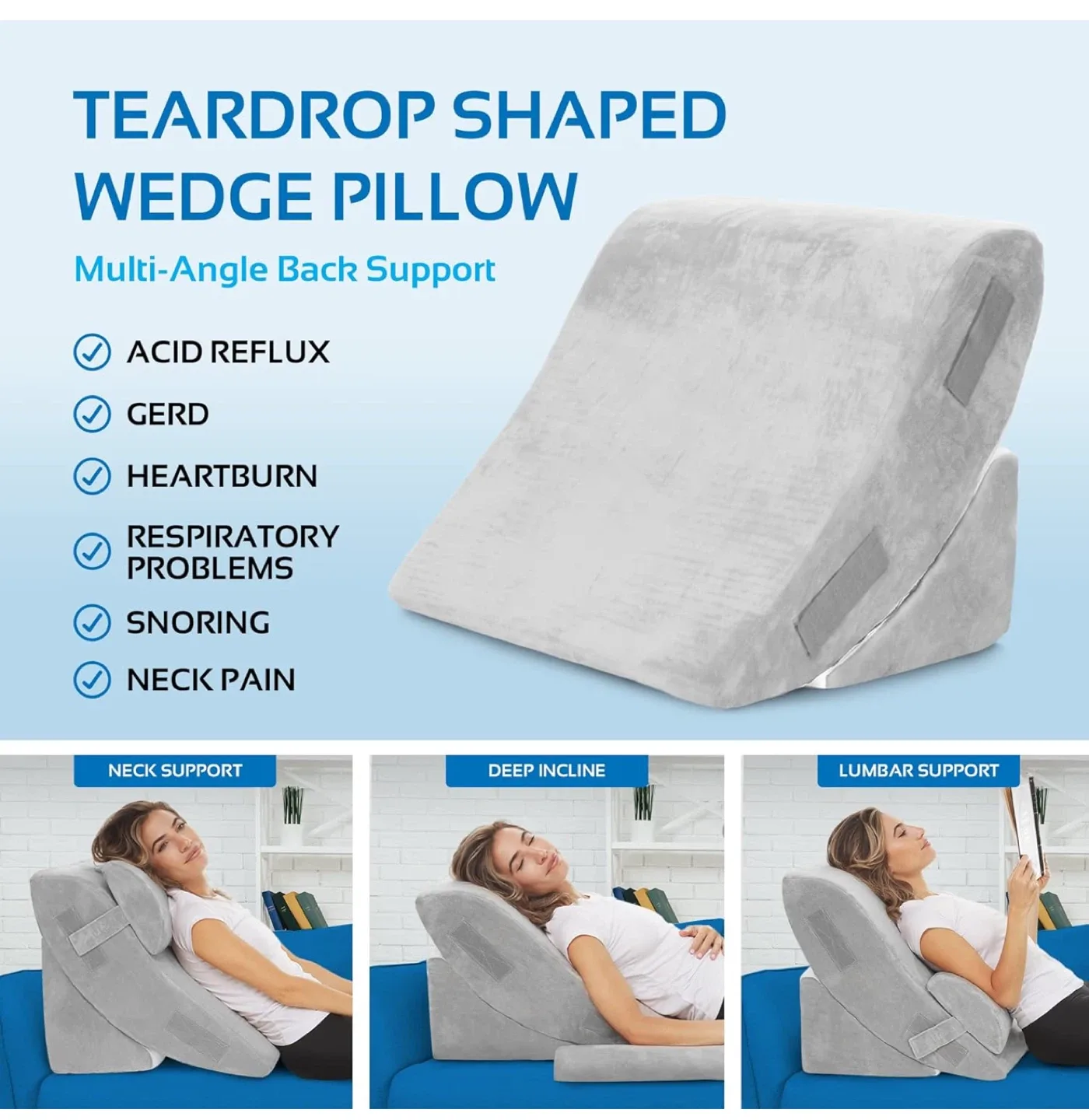 AllSett 4-Piece Wedge Pillow Set - Memory Foam image indicator(6)