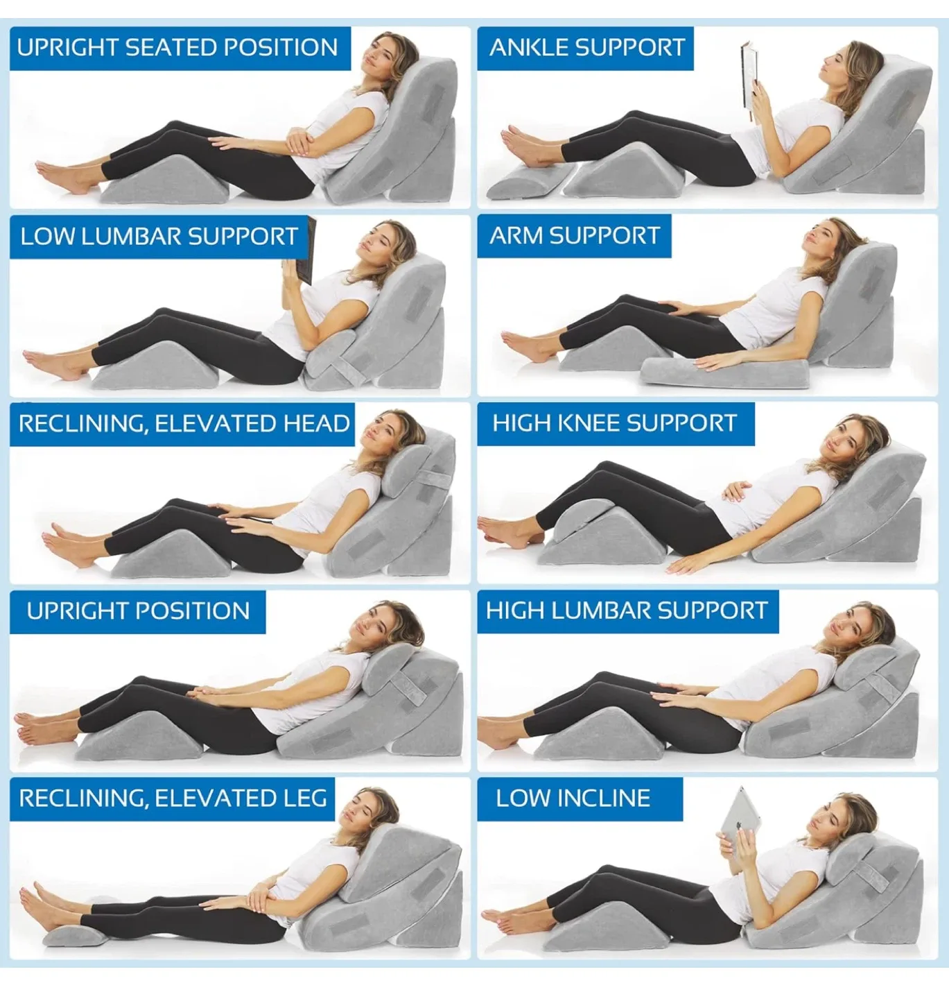 AllSett 4-Piece Wedge Pillow Set - Memory Foam image indicator(4)