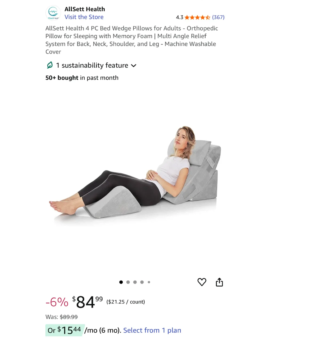 AllSett 4-Piece Wedge Pillow Set - Memory Foam image indicator(7)