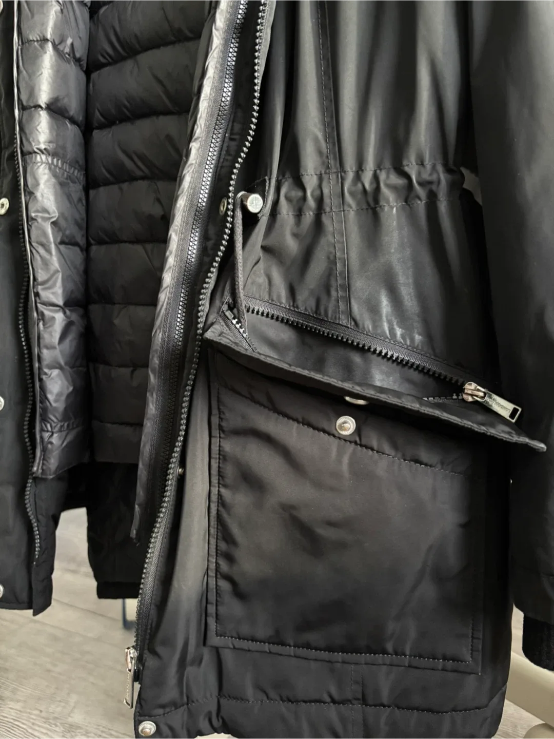 Black Winter Jacket with Fur Trim image indicator(3)