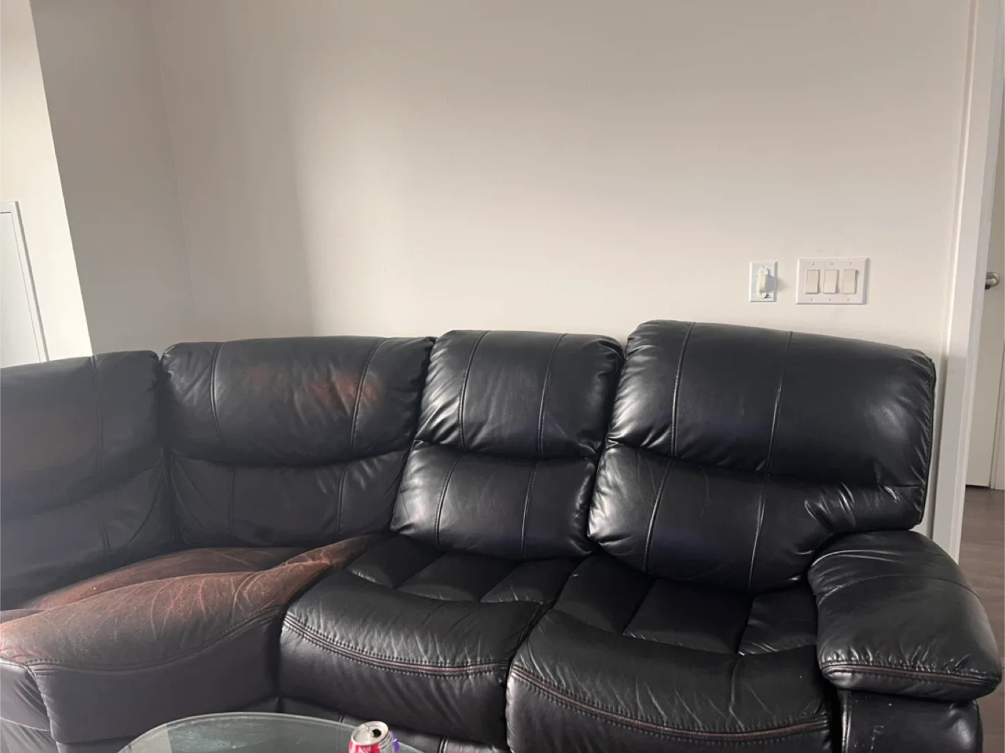 Black Leather Sectional Sofa - Used Condition image indicator(2)