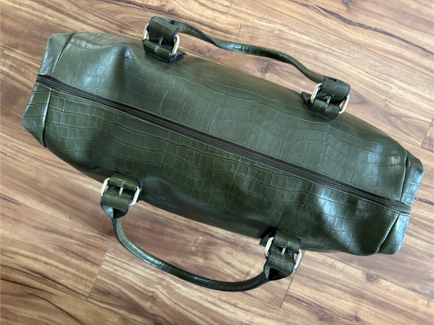 Green Crocodile Pattern Duffle Bag - photo 2