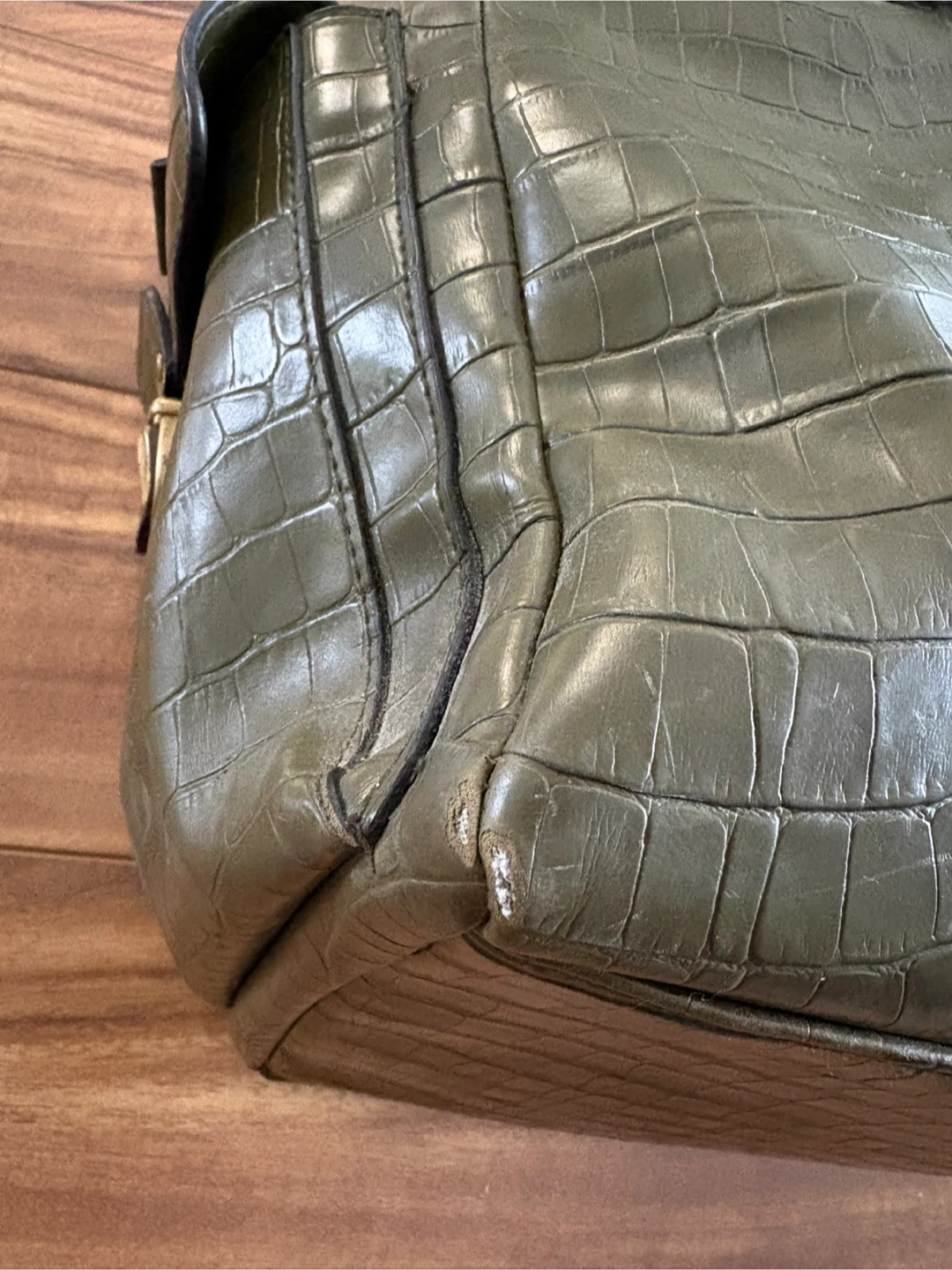 Green Crocodile Pattern Duffle Bag - photo 4