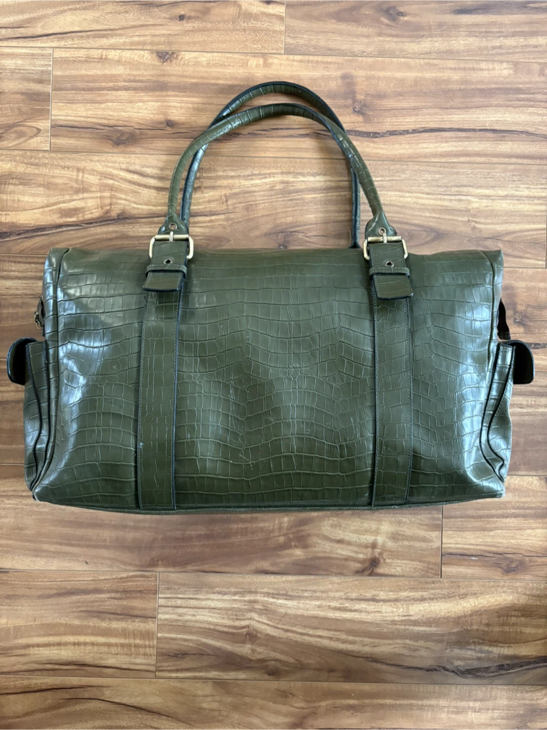 Green Crocodile Pattern Duffle Bag