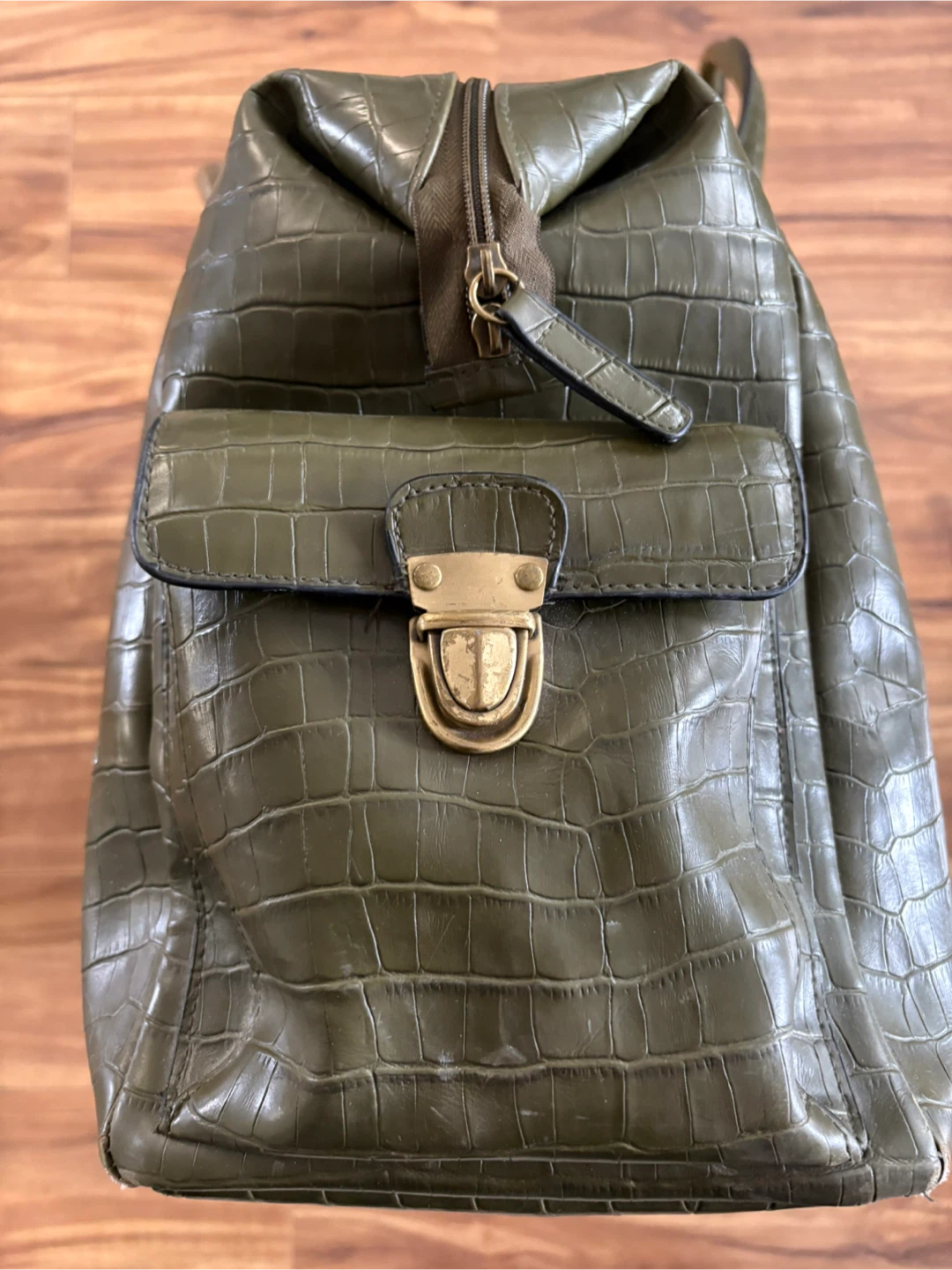 Green Crocodile Pattern Duffle Bag - photo 3