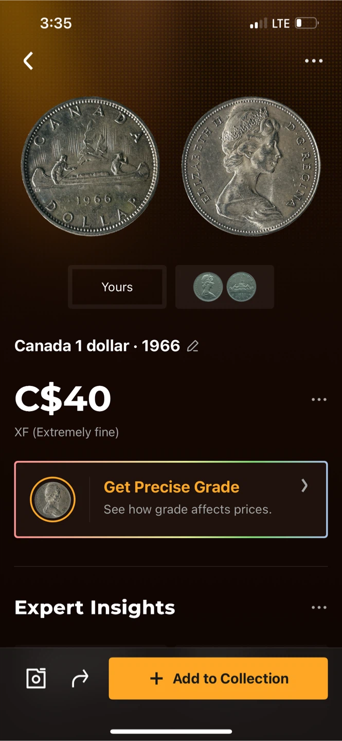 Canada 1 Dollar 1966 Coin - Extremely Fine