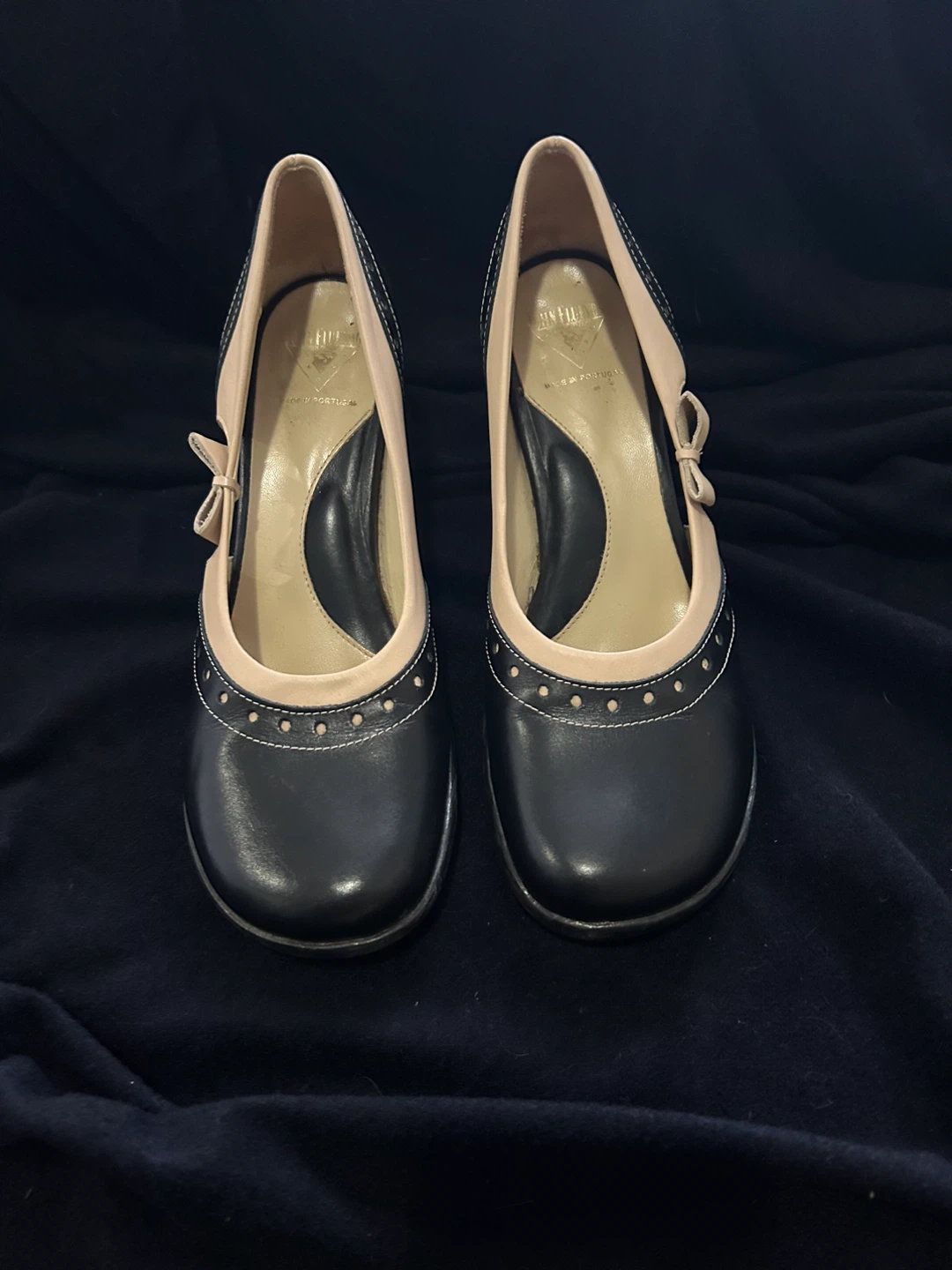John Fluevog Tennessee Black & White Retro Heels Size 9.5